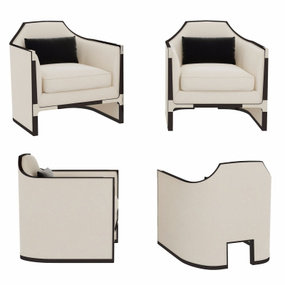 新中式布艺单人沙发3d模型