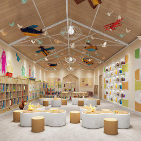 现代幼儿园美工室3d模型