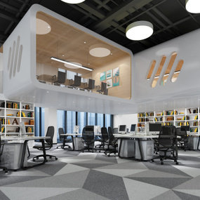 现代复式办公室3d模型