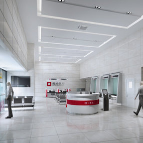 现代银行服务大厅3d模型