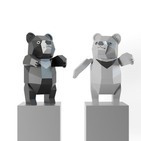 现代小熊雕塑3d模型