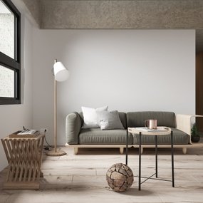 寓子设计 北欧原木沙发组合3d模型
