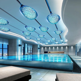 现代酒店游泳池3d模型