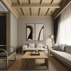 赵益平设计 新中式客厅沙发组合3d模型