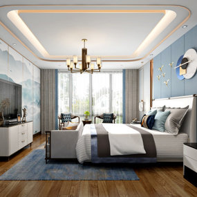 新中式轻奢卧室3d模型