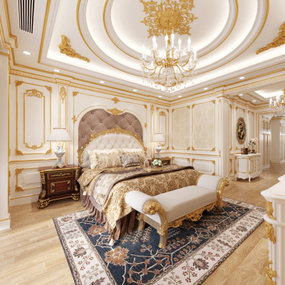 法式轻奢卧室主人房3d模型