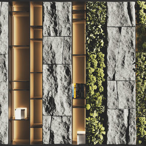 现代岩石植物书柜3d模型