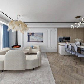 璞辉空间设计 现代客厅样板间3d模型