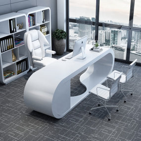 现代经理办公桌椅组合3d模型