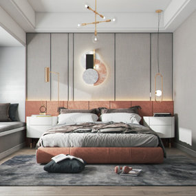现代主人房卧室3d模型