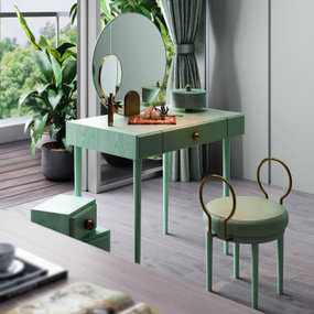 于强室内设计 现代实木梳妆台桌椅3d模型