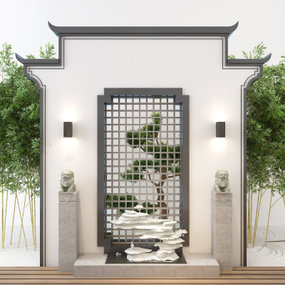 新中式庭院园艺小品3d模型