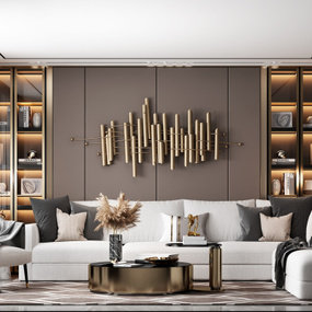 现代轻奢客厅沙发组合3d模型