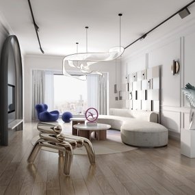 菲拉设计 现代客厅3d模型
