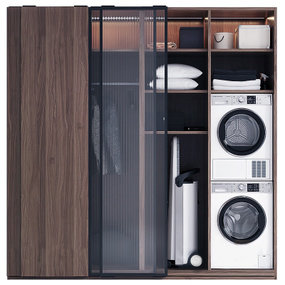 现代实木浴室收纳柜洗衣机3d模型