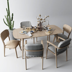北欧简约餐桌椅3d模型