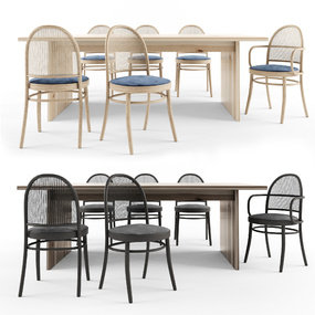 现代原木餐桌椅3d模型