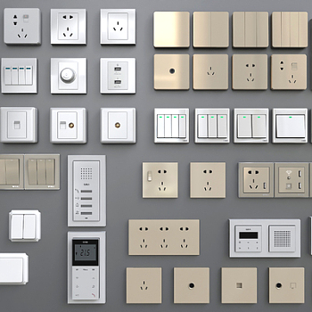 现代开关插座面板组合3d模型