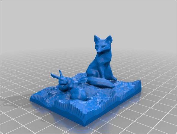 狐狸兔子3d打印模型