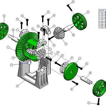 可运转的差速齿轮系统 by zbeiping 3D打印模型