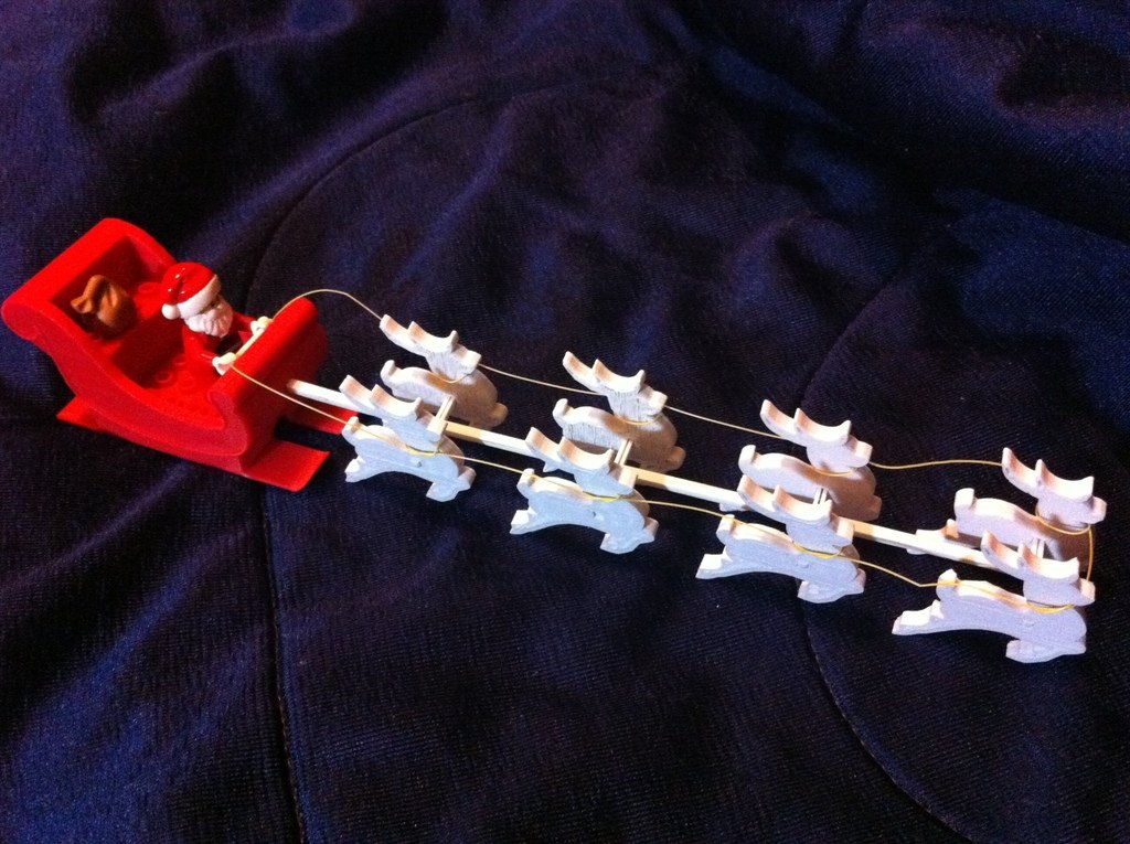 圣诞老人和8个驯鹿兼容乐高积木 by 节操去哪儿了 3D打印模型