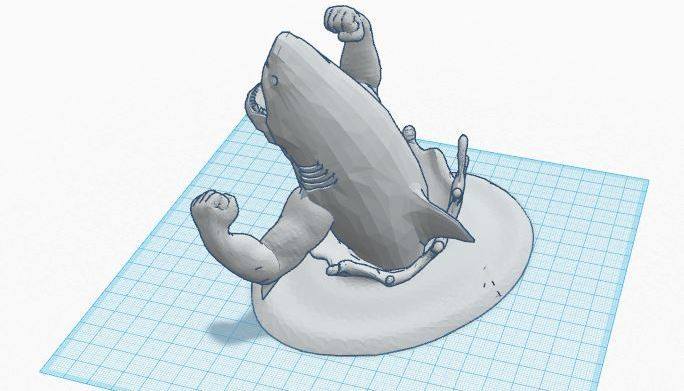秀肌肉的鲨鱼 by 高度保温杯 3D打印模型
