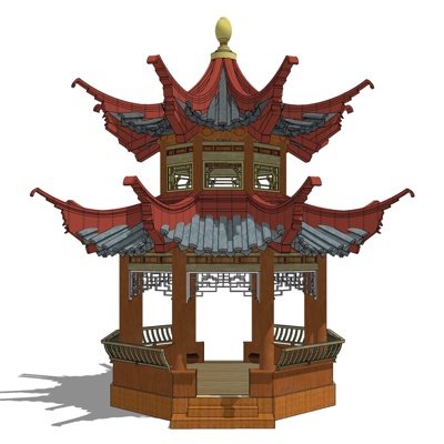 中式古建凉亭su模型