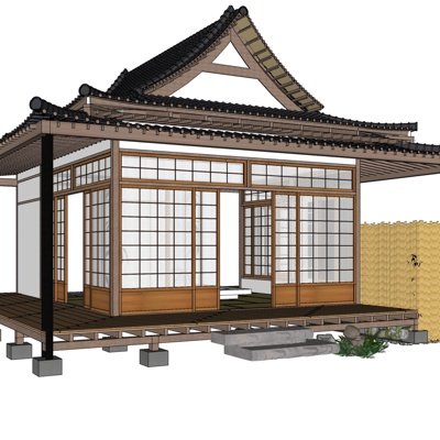 日式别墅外观su模型