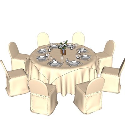 现代宴会餐桌椅su模型