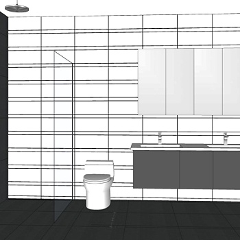 现代简约浴室su模型