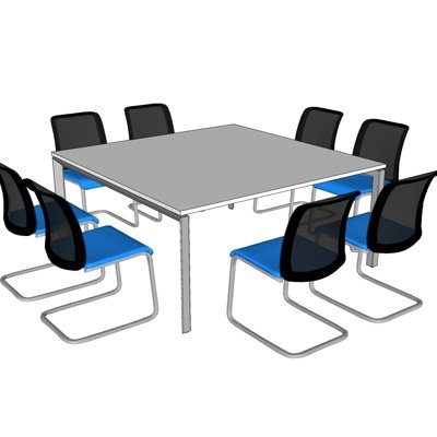 现代方形会议桌椅su模型