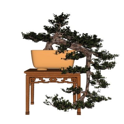 中式松树盆栽su模型