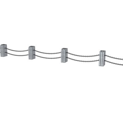 现代石墩铁链护栏su模型