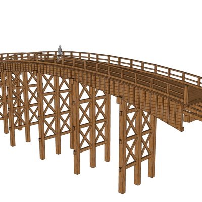 现代实木拱桥su模型