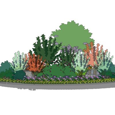 现代公园花坛su模型