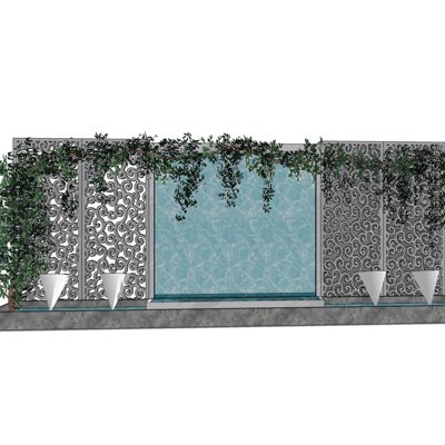 现代水池景观墙su模型
