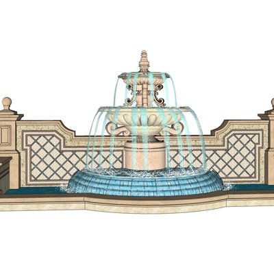 欧式喷泉小品su模型