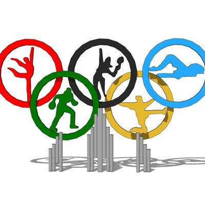 现代奥运五环雕塑小品su模型