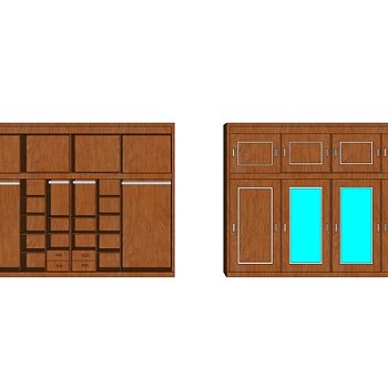 现代实木衣柜su模型