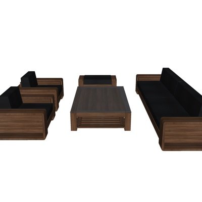 现代实木组合沙发su模型