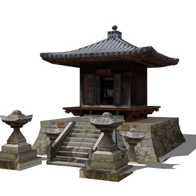 中式土地庙su模型
