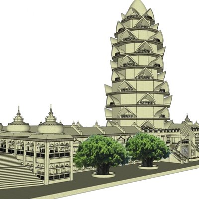 东南亚寺庙su模型