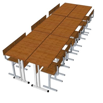 现代课桌椅su模型