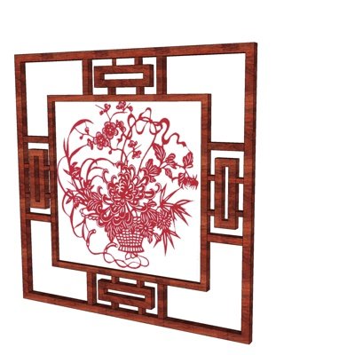 中式花窗构件su模型