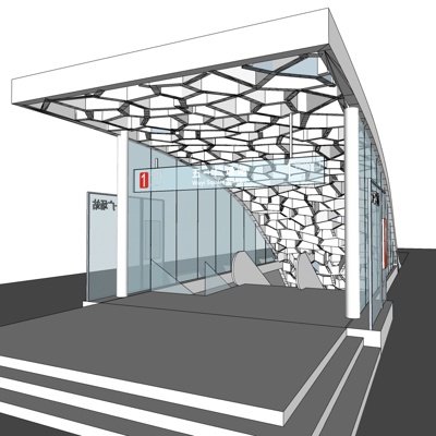 现代地铁站入口su模型