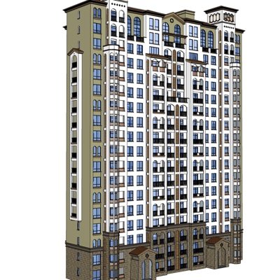 欧式板式高层公寓楼su模型
