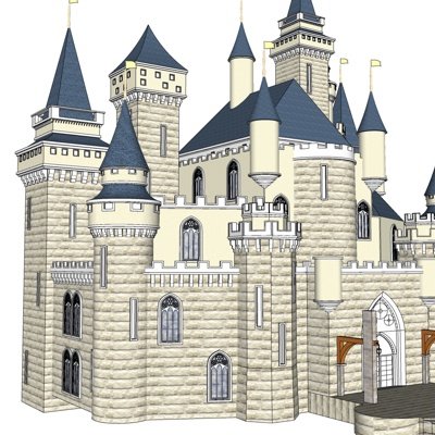 欧式城堡外观su模型