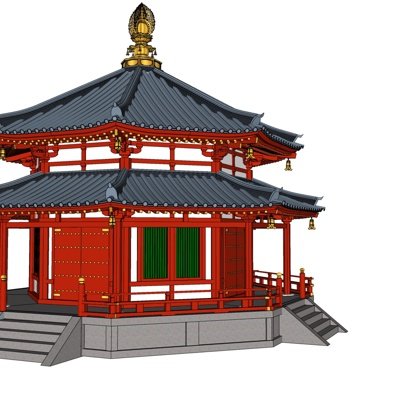 中式重檐宝顶阁楼su模型