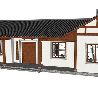 中式传统住宅外观su模型