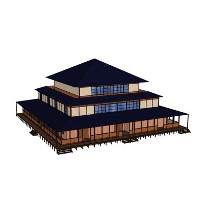 日式三层阁楼su模型